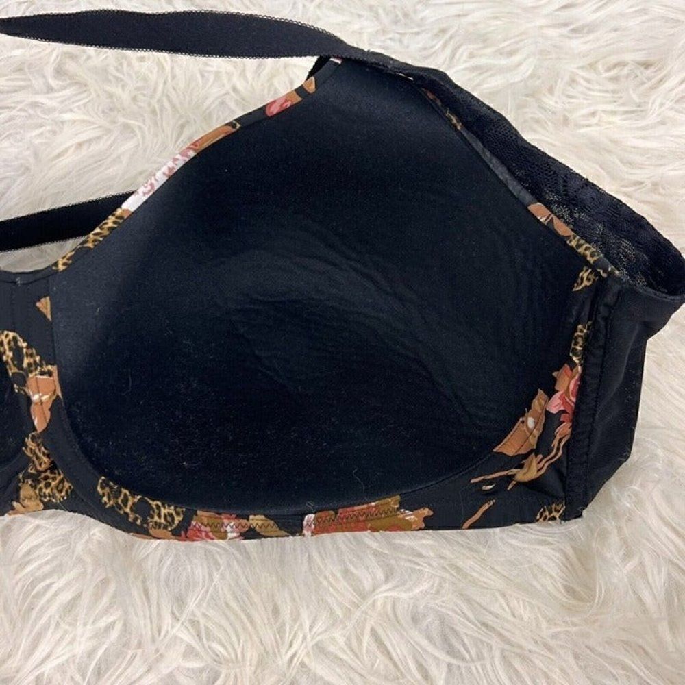 Torrid Wire-Free Lightly Lined Print Racerback Bra 42DDD Cheetah Floral Print - Picture 3 of 12